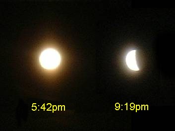 beforeandafter.jpg - My digital camera was probably not the best thing to use to get these pictures - I needed far longer exposures than I was able to achieve with this. Then I would have been able to get the really eclipsed version of the picture. Still it was quite impressive at the time.
